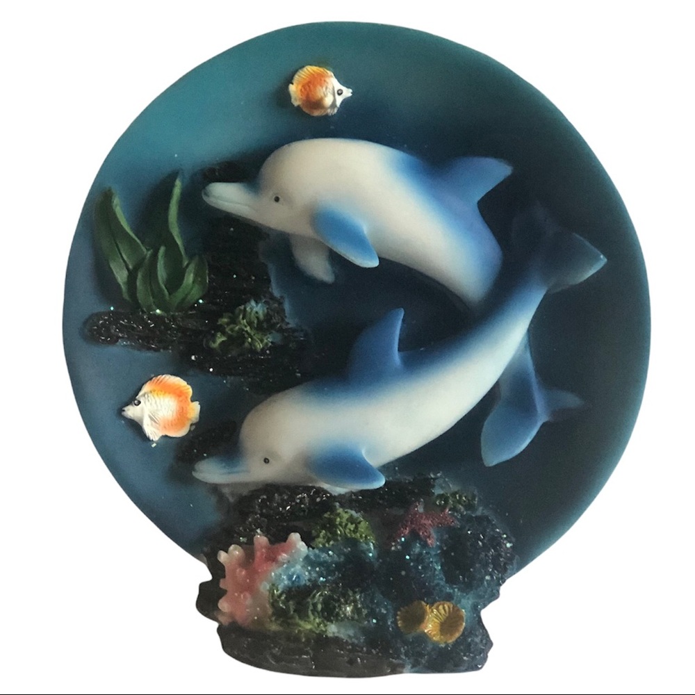 Playful Dolphins dancing in the blue sea 3D Home Accent Figurine Decor 5”x5”